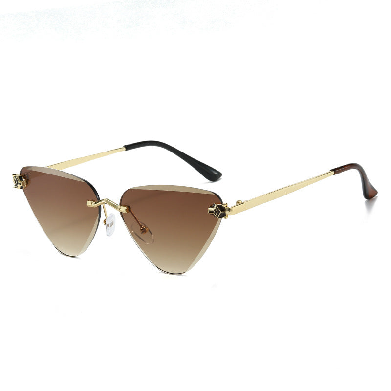 Wholesale Frameless Triangle Diamond-cut Fashion Panda Sunglasses
