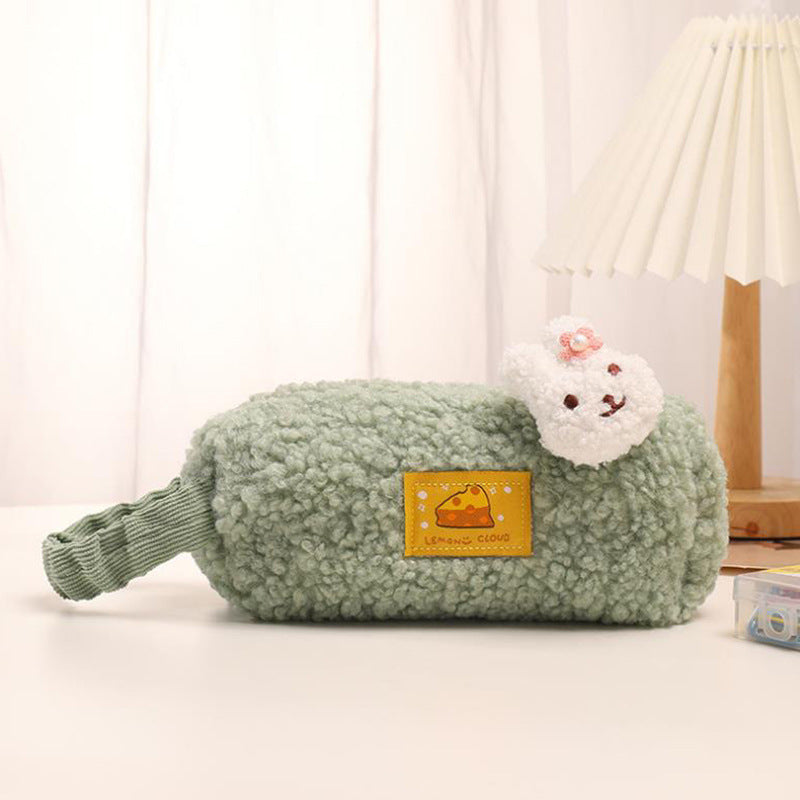 Wholesale Portable Lamb Wool Large Capacity Simple Pencil Case