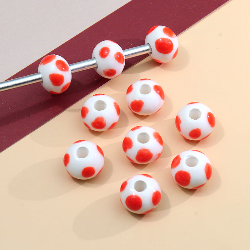 Wholesale Colorful Polka Dot Ceramic Handpainted String Beads