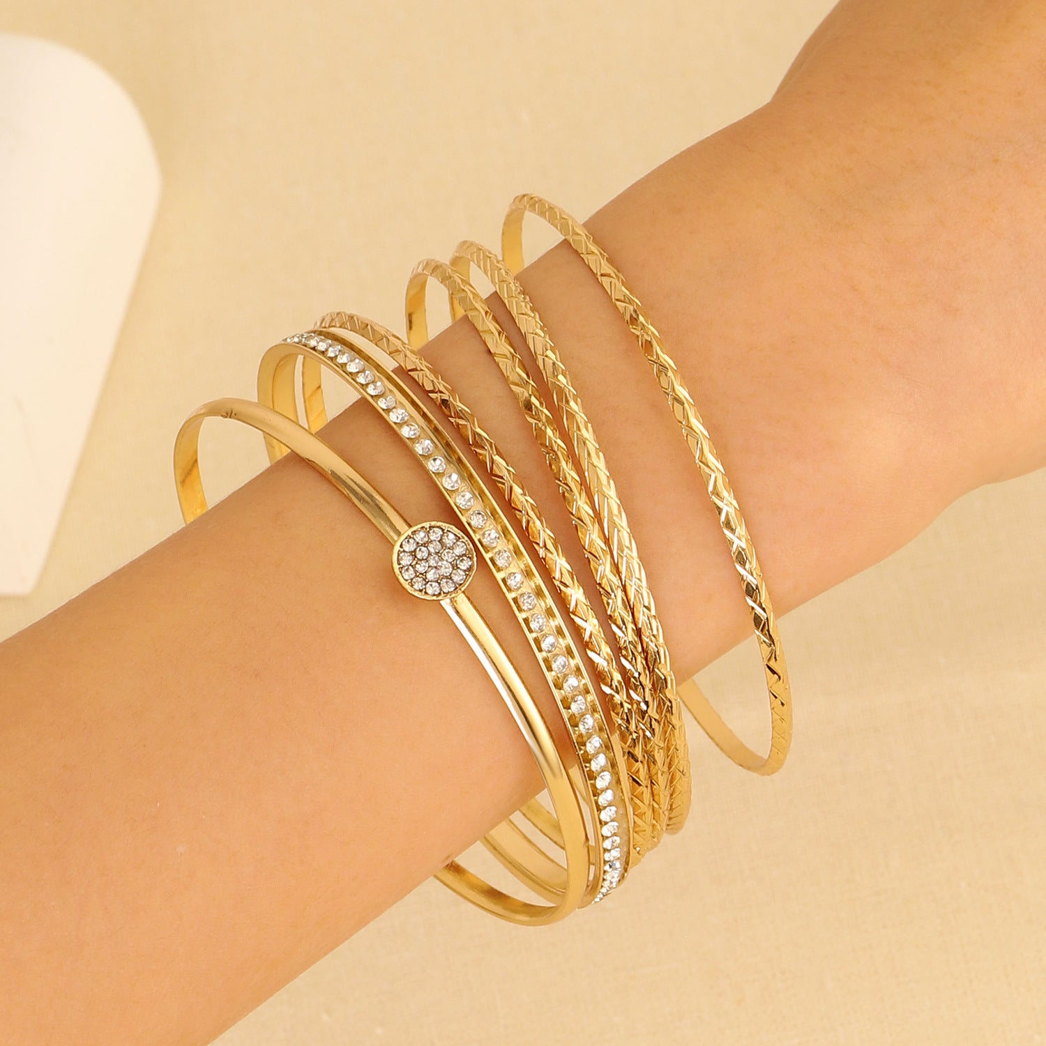 Wholesale multi-layer bracelet set alloy geometric stacked bracelet set