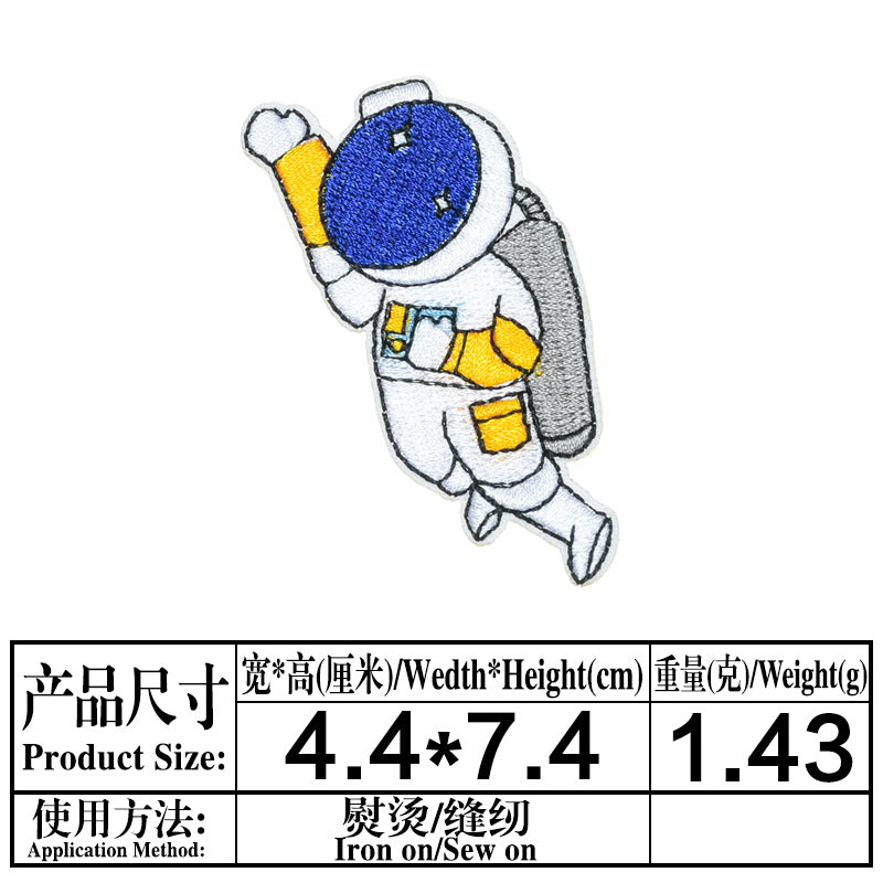 Wholesale Space Astronaut Embroidered Patch Twill Fabric DIY Craft Supply Decorative Towel Home Decor