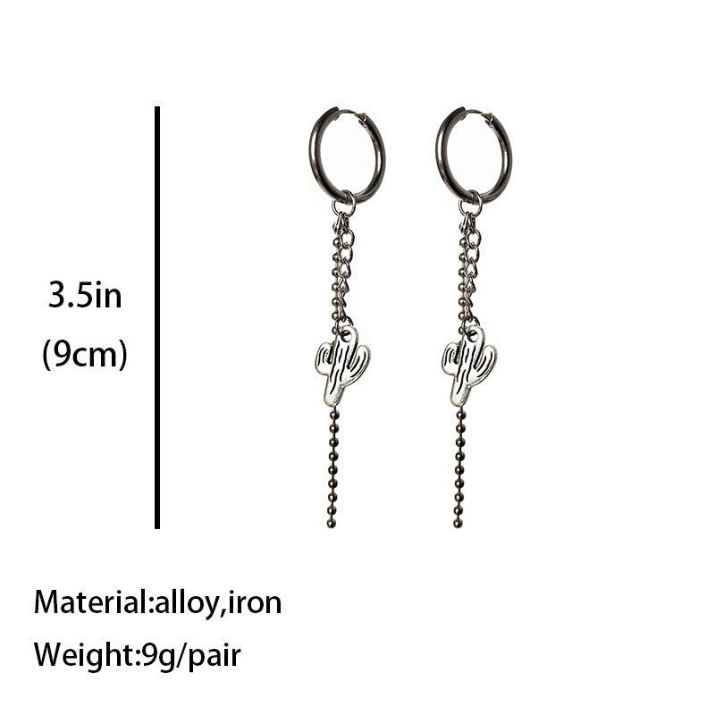 Wholesale 3 Pairs/pack Western Style Cactus Cross Feather Metal Earrings