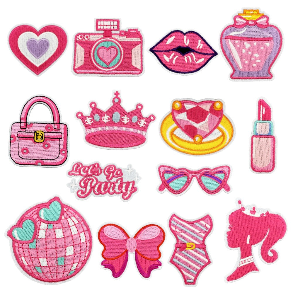 Wholesale Cartoon Princess Pink Cloth Patch Badge Fashion DIY Decorative Accessory For Clothing Bags Gifts Resale