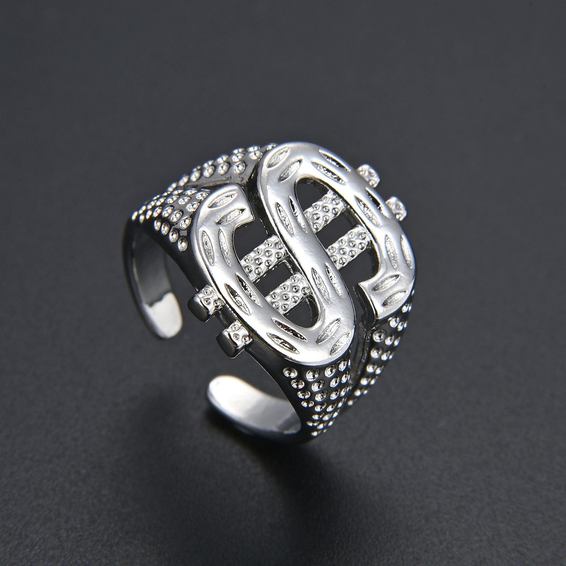Wholesale Dollar Sign Open Adjustable Punk Ring