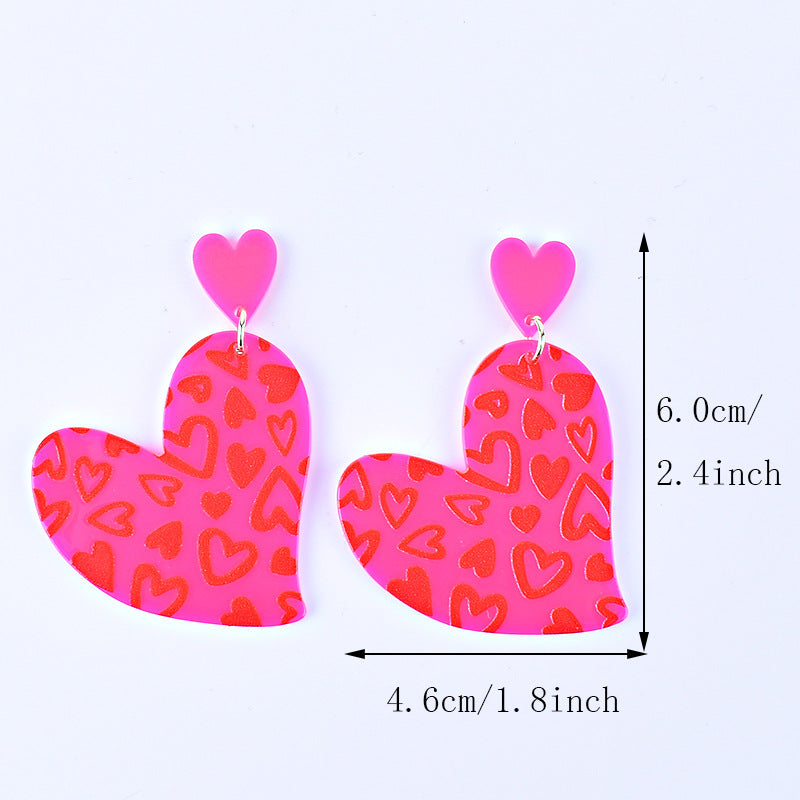 Wholesale Valentine's Day Heart Letter Love Heart Shape Red Pink Earrings
