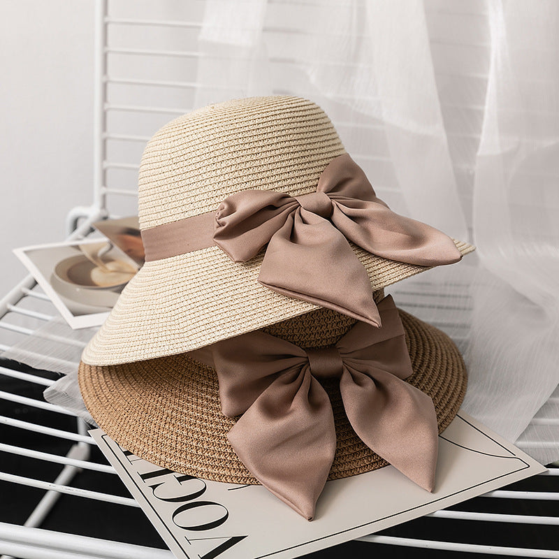Wholesale Bow Scarf Straw Hat Sunshade Fisherman's Hat