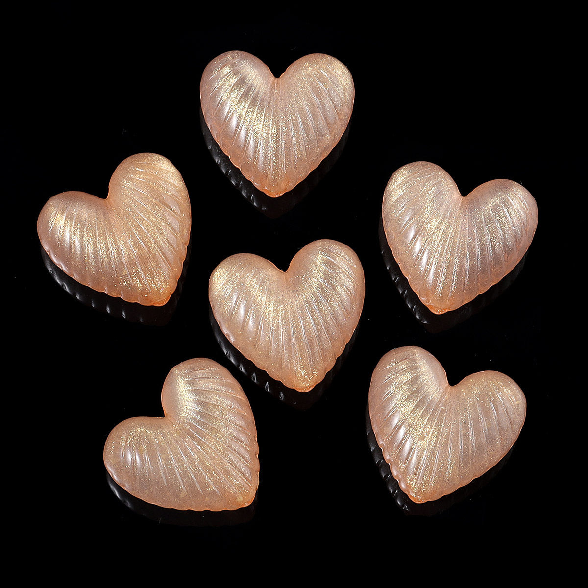 Wholesale 20pcs luminous colored striped heart-shaped acrylic beads