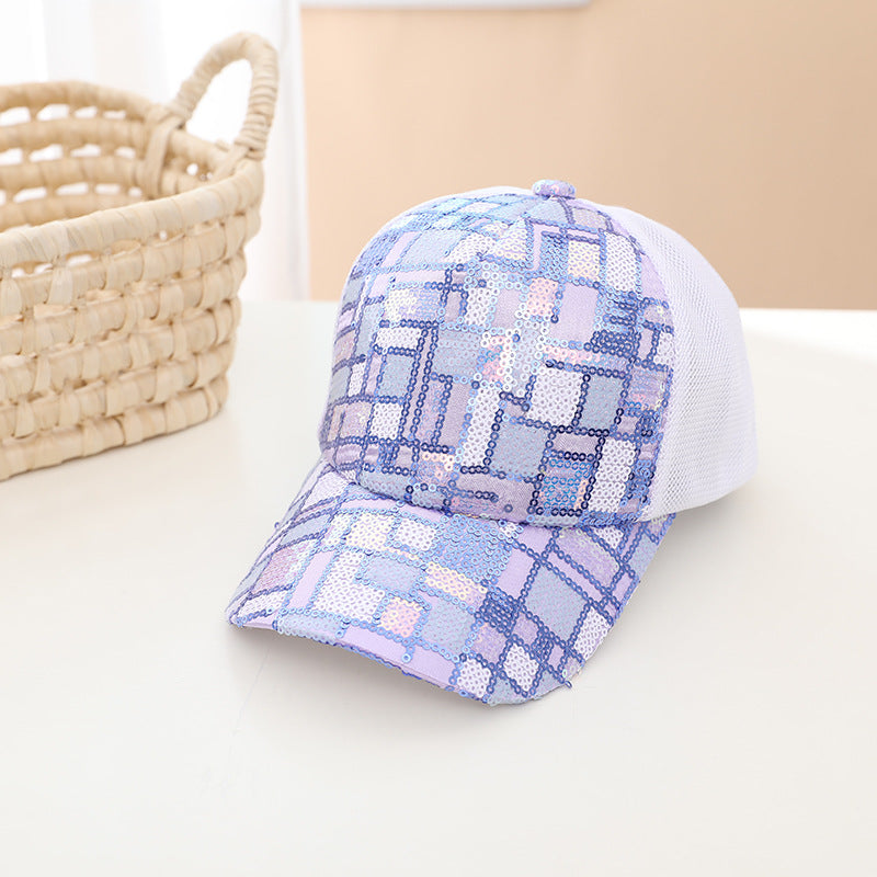 Wholesale Colorful Sequin Mesh Breathable Stitching Children's Baseball Cap