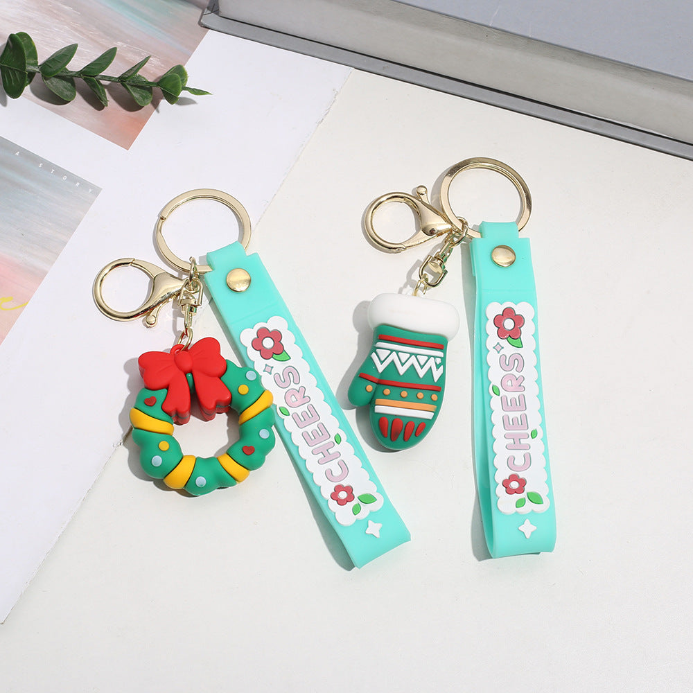 Wholesale Silicone Cartoon Christmas Charm Keychain