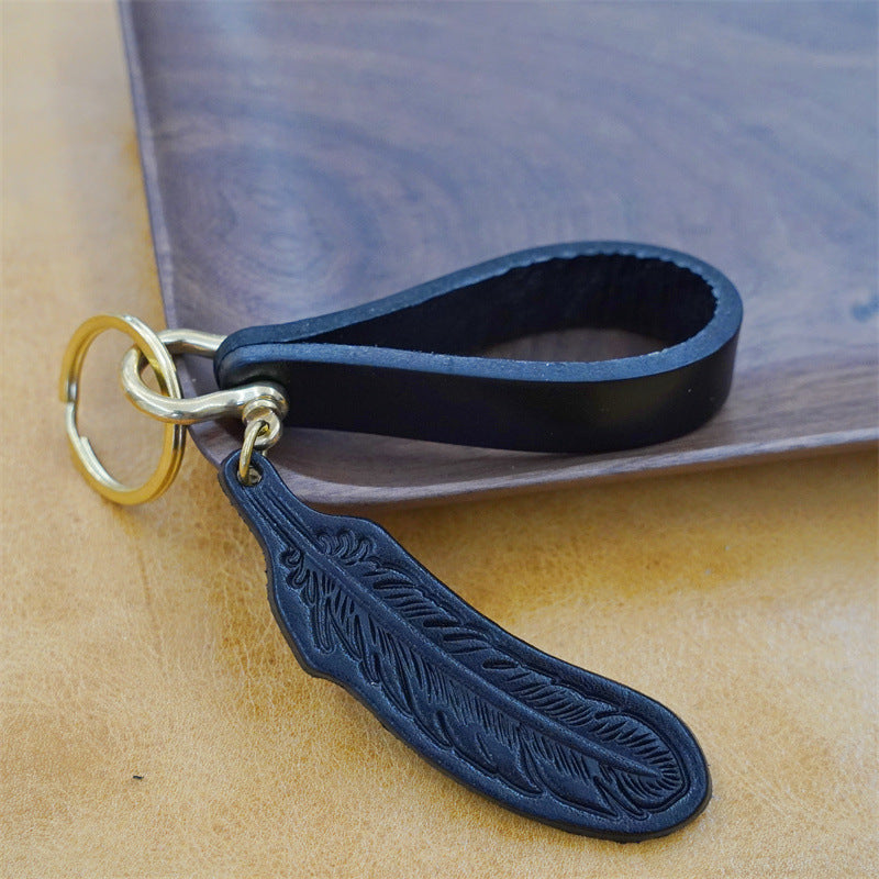 Wholesale Cowhide Feather Keychains