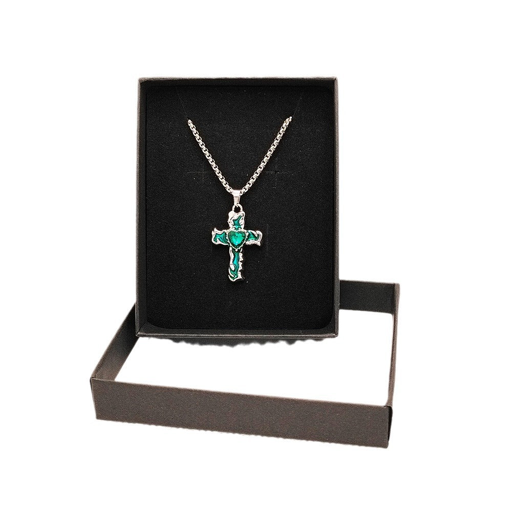 Wholesale Diamond Oil Dripping Cross Necklace