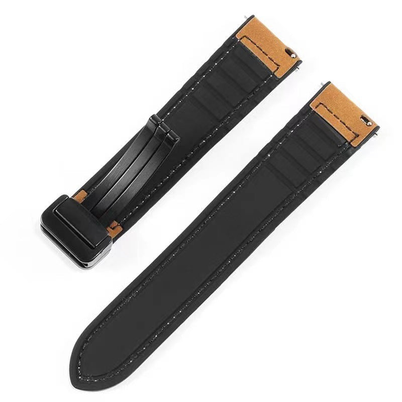 Wholesale Suitable for Major Brands of Crazy Horse Pattern Silicone Leather Strap Magnetic Buckle Pin Buckle Watch Strap
