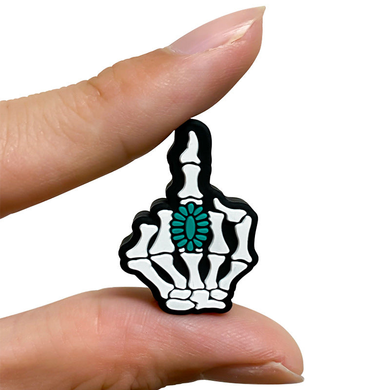 Wholesale 10pcs Cartoon Halloween Skull Fingers with Silicone Beads