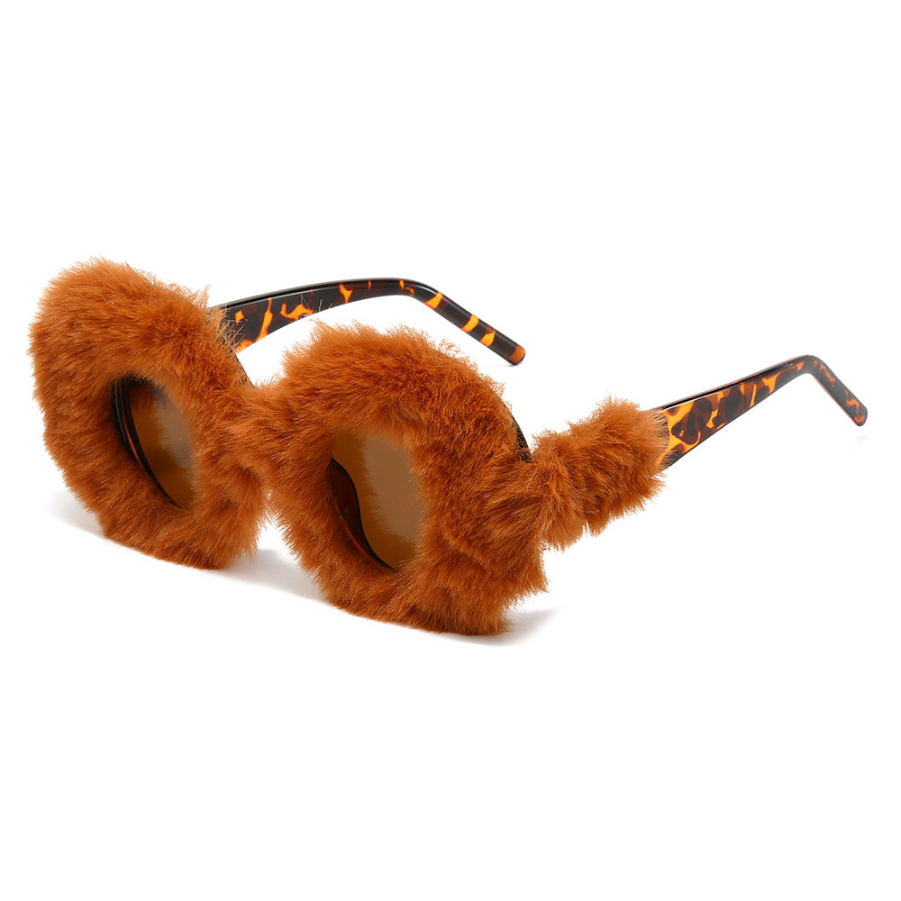 Wholesale Plush Versatile Personality Round Fashion Sunglasses