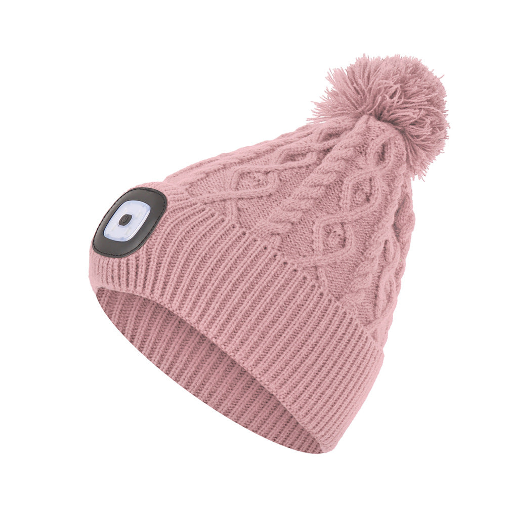 Wholesale Wool Cap LED Luminous USB Charging Wool Ball Knitted Cap