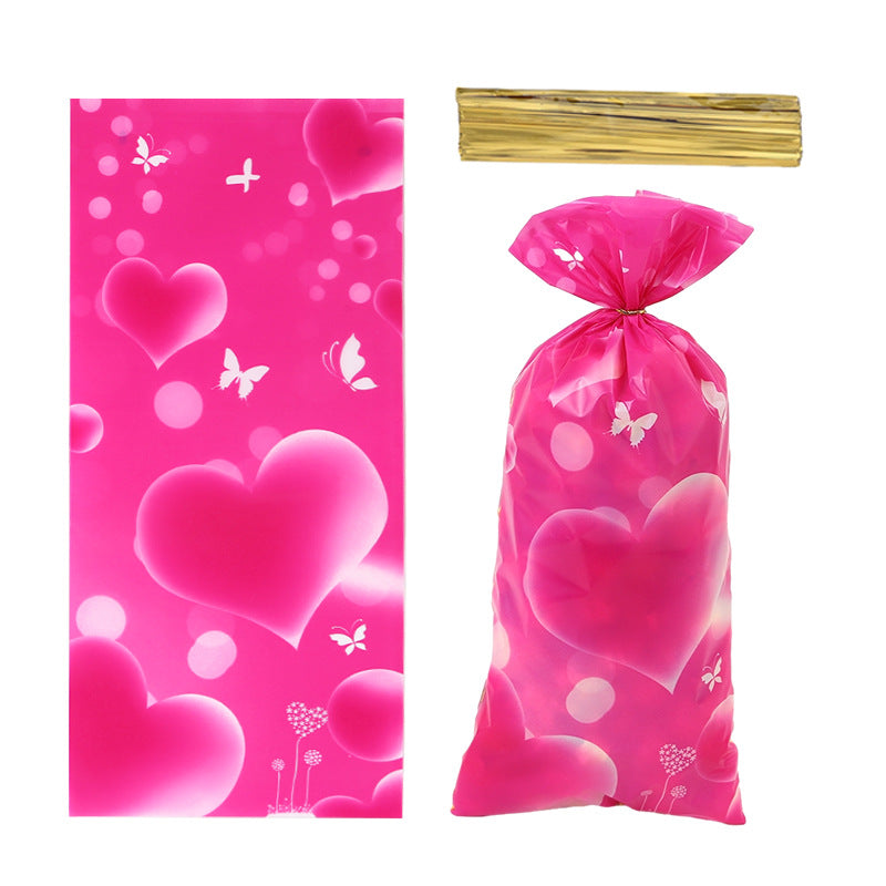Wholesale Love Printed Plastic Glass Paper Valentine's Day Gift Baking Bag