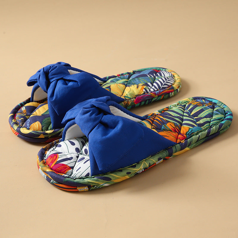 Wholesale Fabric Bowknot Indoor Non-slip Slippers