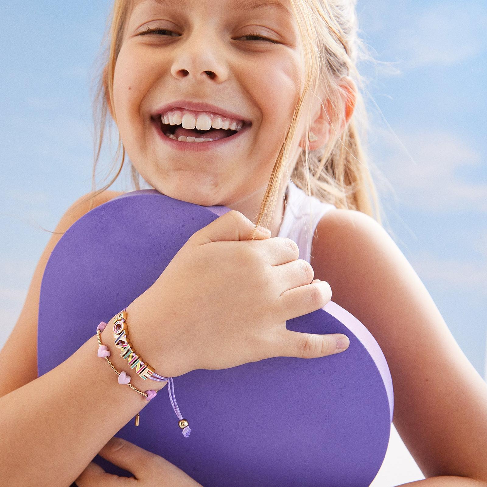 Wholesale Valentine' s Day  Colorful Heart Gradient Copper Plastic Bracelet