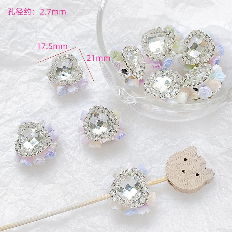 Wholesale 2pcs Alloy Diamond Hairpin Love Beads