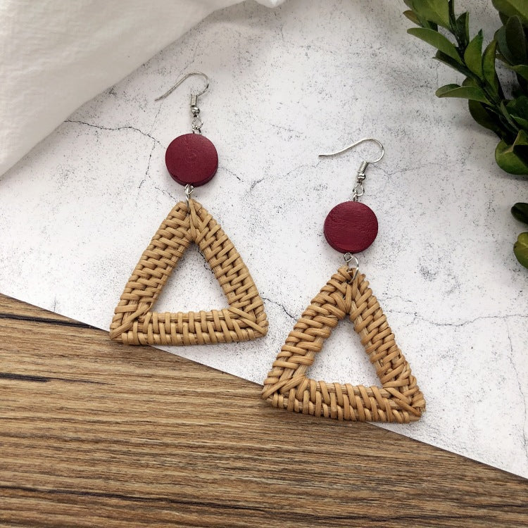 Wholesale Vintage Rattan Weaving Handmade Bohemian Earrings
