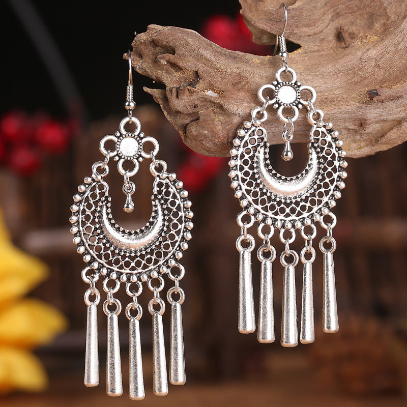 Wholesale 2 Pairs/Pack Bohemian Ethnic Style Retro Alloy Tassel Earrings