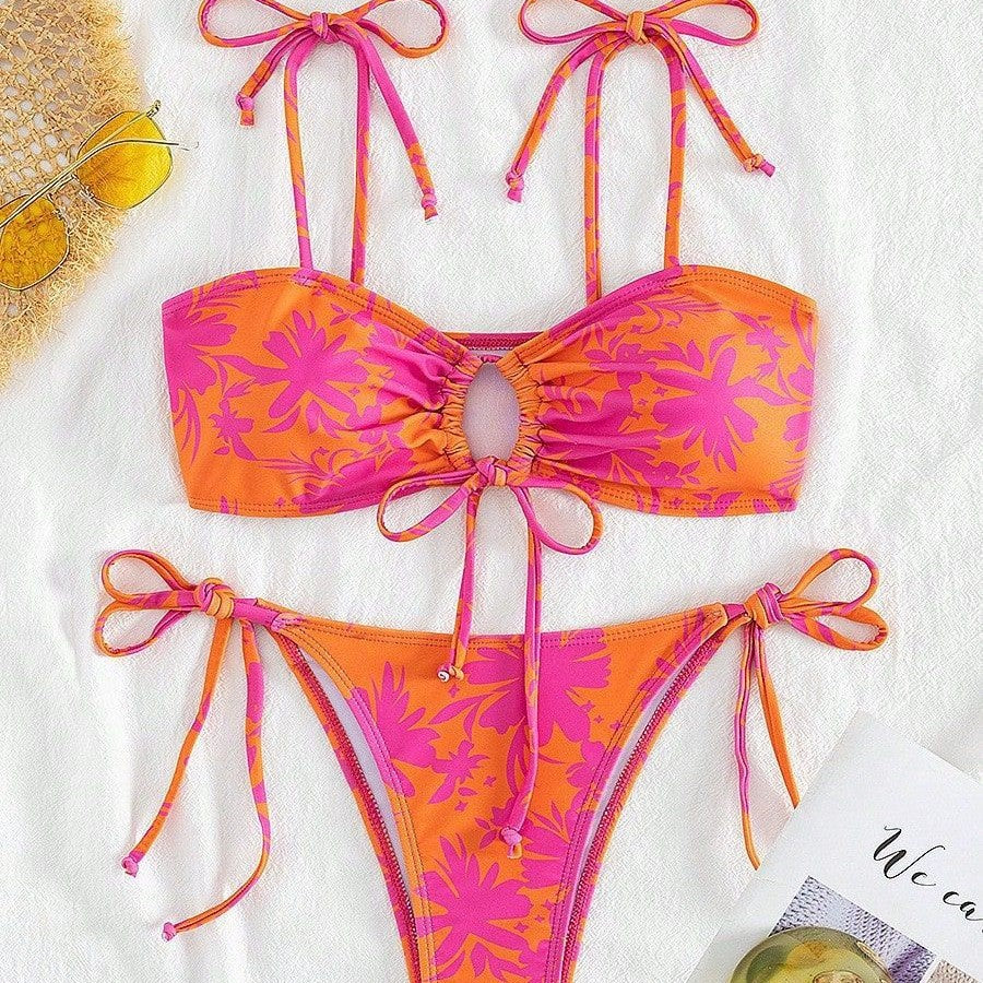 Wholesale Three-point strap split swimsuit