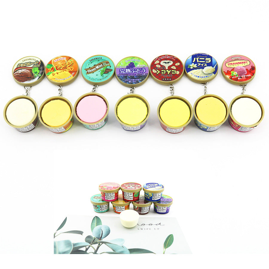 Wholesale Simulation Pinch Multi-flavor Ice Cream Keychain