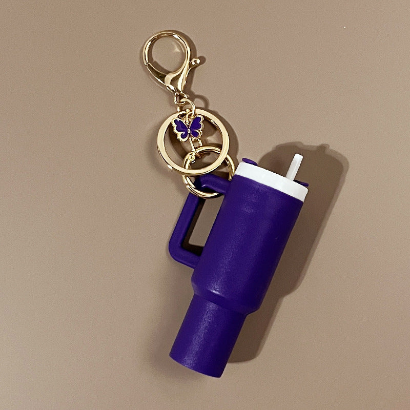 Wholesale New Butterfly Ice Cup Mini Tumbler Cup Keychains with Key Chain Pendant Can Put Lipstick Backpack Small Pendant Can Wrap