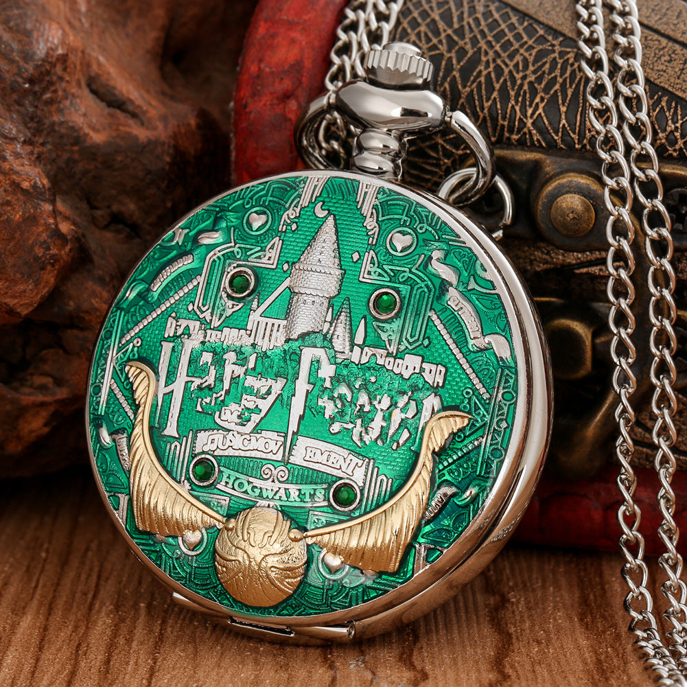 Wholesale Golden quartz castle commemorative movement pocket watch OLY Exclusive