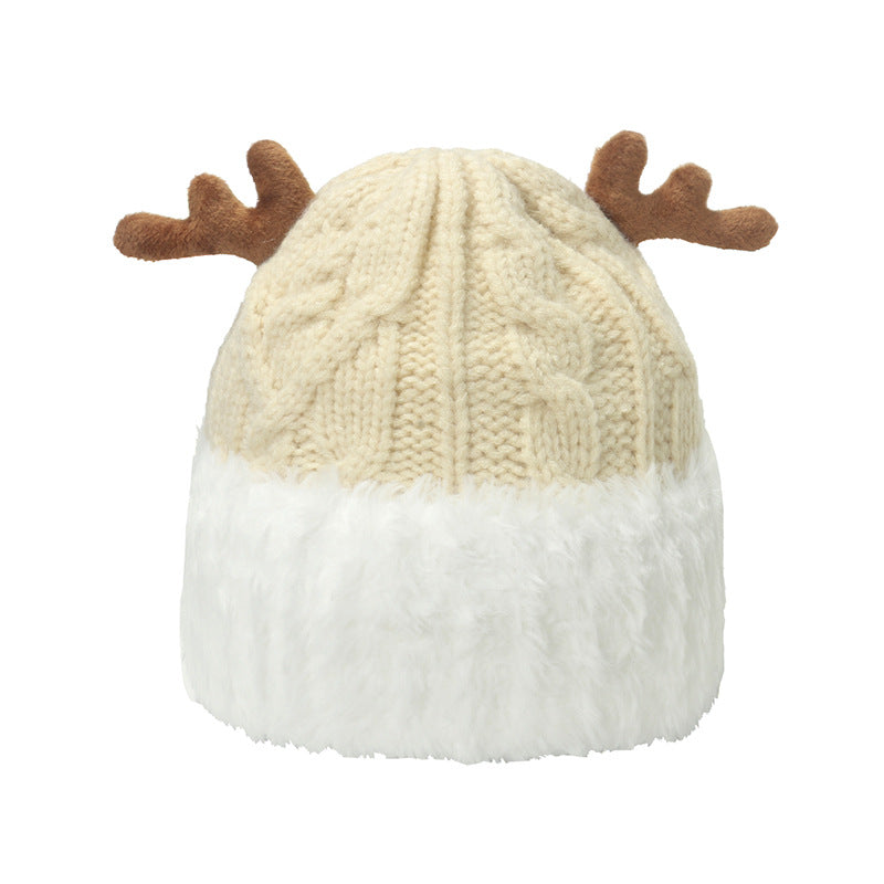 Wholesale 2023 Christmas Autumn and Winter Warm Antlers Plush Knitted Hat