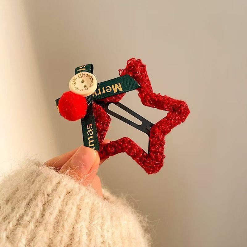 Wholesale Plush Christmas Star BB Hair Clip Sweet Girly Fashion Hair Accessory For Women Side Bangs