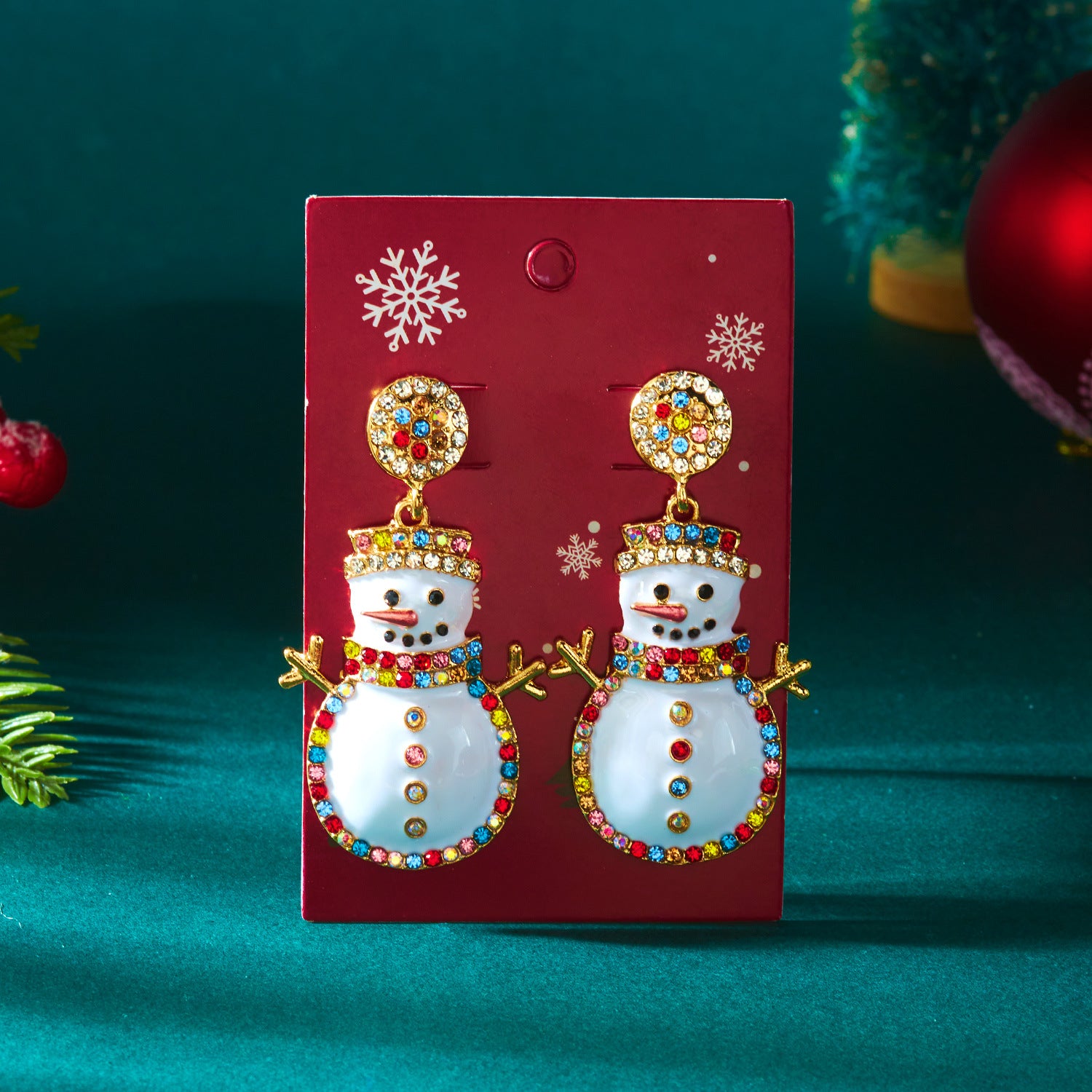 Wholesale Cute cartoon snowflake and snowman cookie pattern earrings