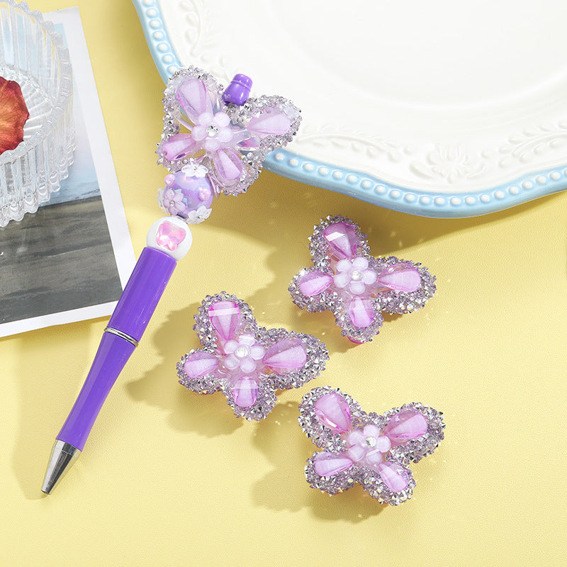 Wholesale 10pcs Rhinestone Butterfly Beads Straight Hole DIY Accessories