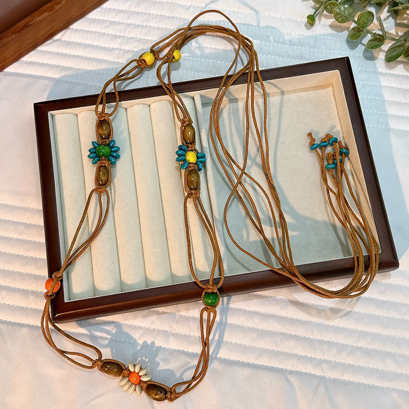 Wholesale Women's Versatile Dress Accessories Waist Rope Bohemian Braided Hemp Rope Waist Chain Thin Belt