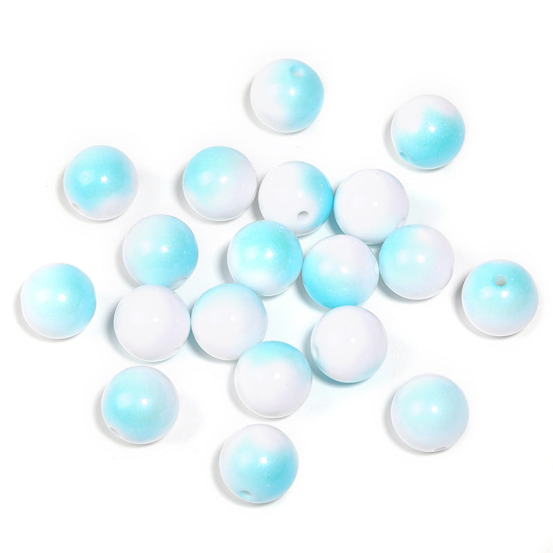 Wholesale 100pcs Acrylic Spray Paint Two-color Round Beads Gradient Straight Hole Beads Diy Beads