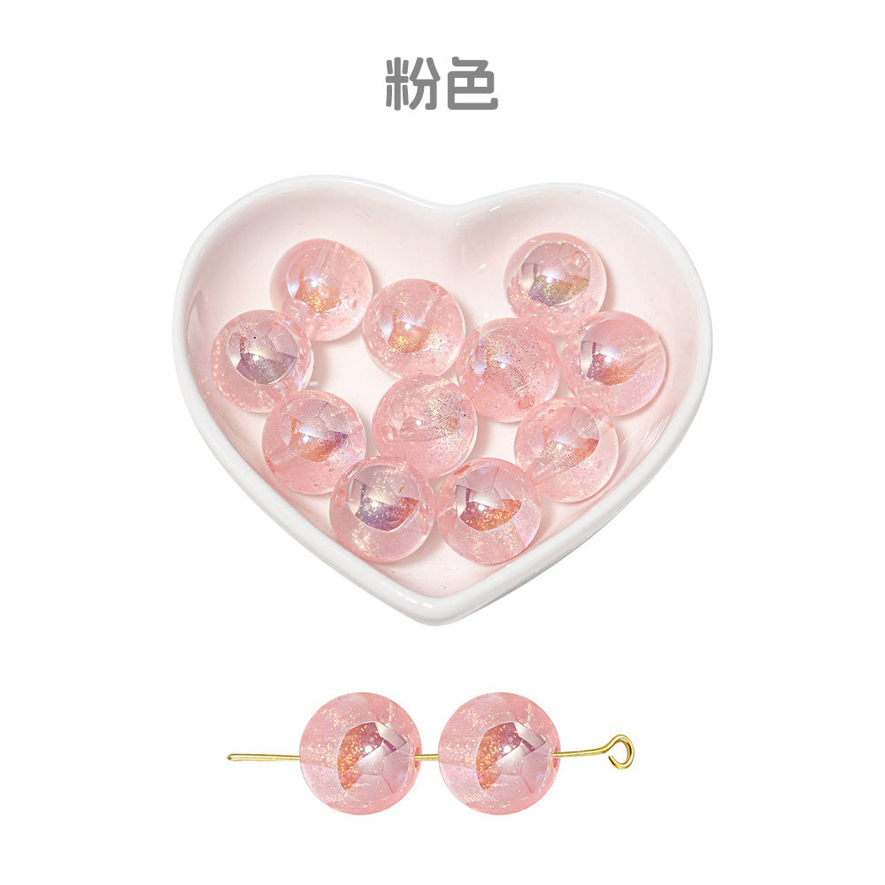 Wholesale 50pcs/1pack Gilded Years Gradient Color Through Hole Straight Hole Round Beads DIY Handmade Beads