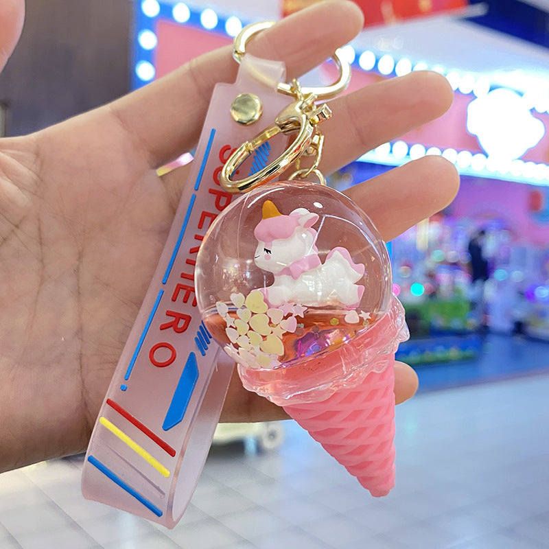 Wholesale Acrylic Ice Cream Crystal Ball Sand Flow Keychain