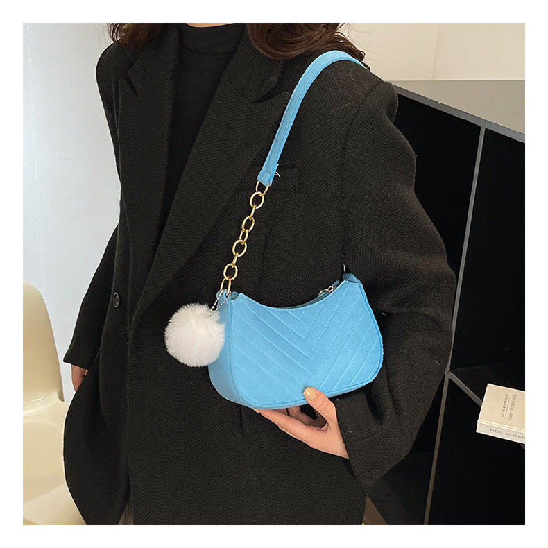 Wholesale Casual fur ball women' s bag retro crossbody bag shoulder small square bag