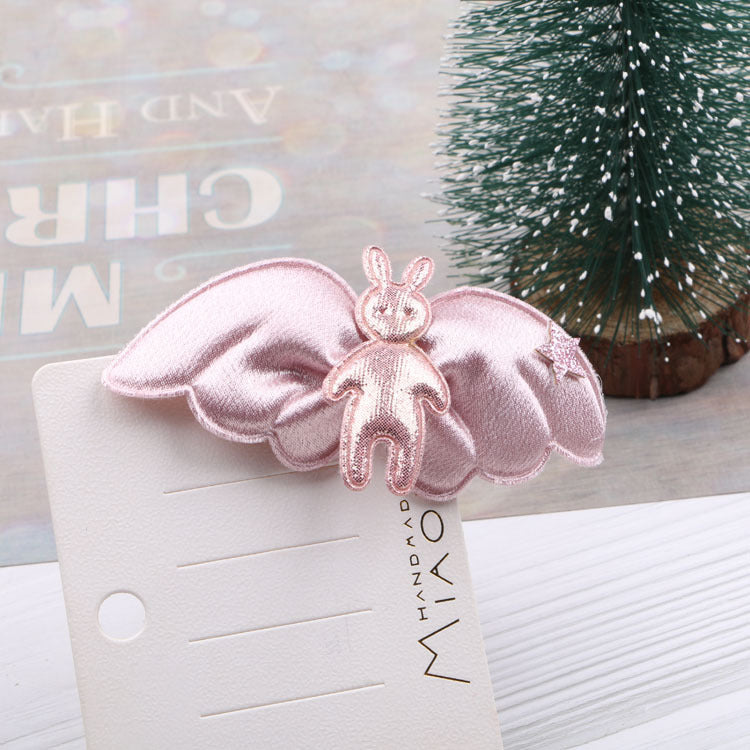 Tela al por mayor clips de cabello de conejo ángel