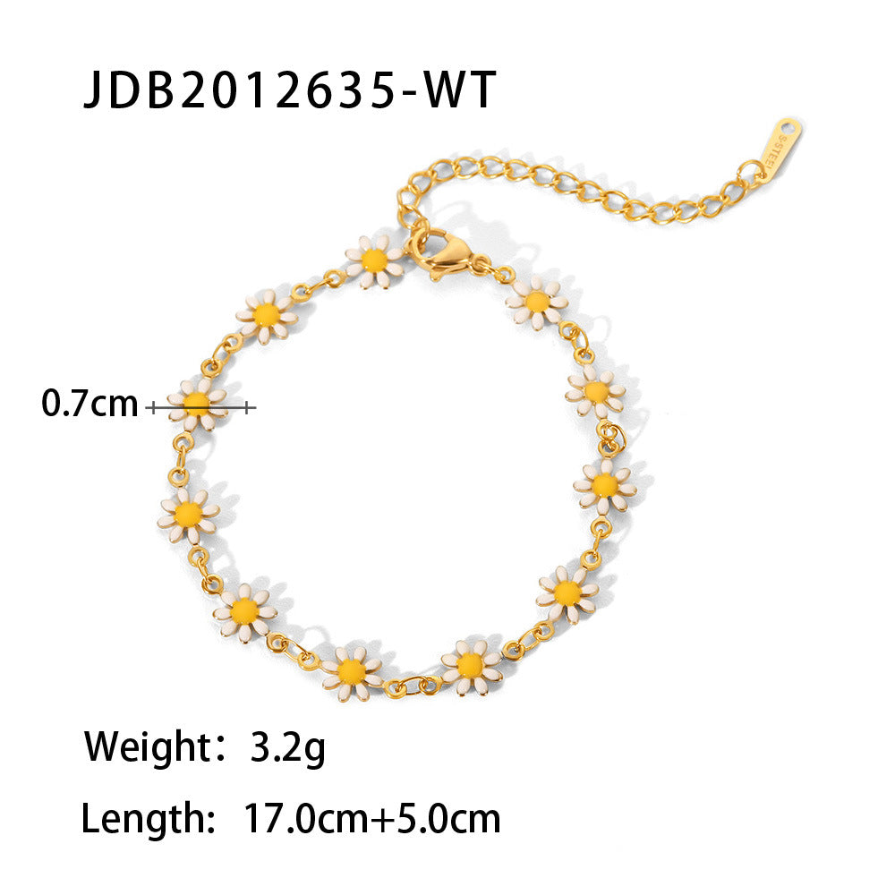 Wholesale 18k Gold Stainless Steel Daisy Gold Color Daisy Chain Necklaces