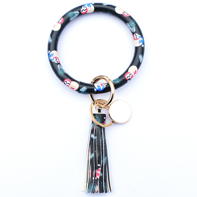 WholesalePU Leather Tassel Bracelet Keychain