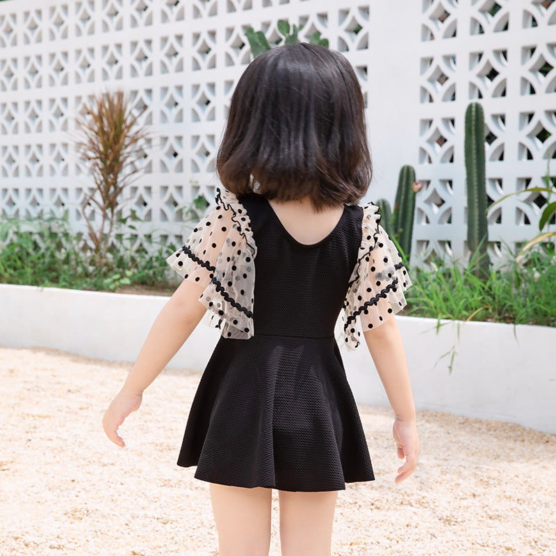Wholesale Parent-child Black Skirt Split Swimwear