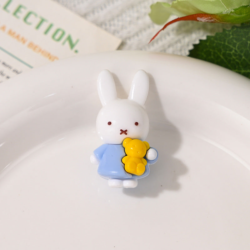 Wholesale 10pcs Cute 3D Little Rabbit Through-Hole Rubber Focal Beads