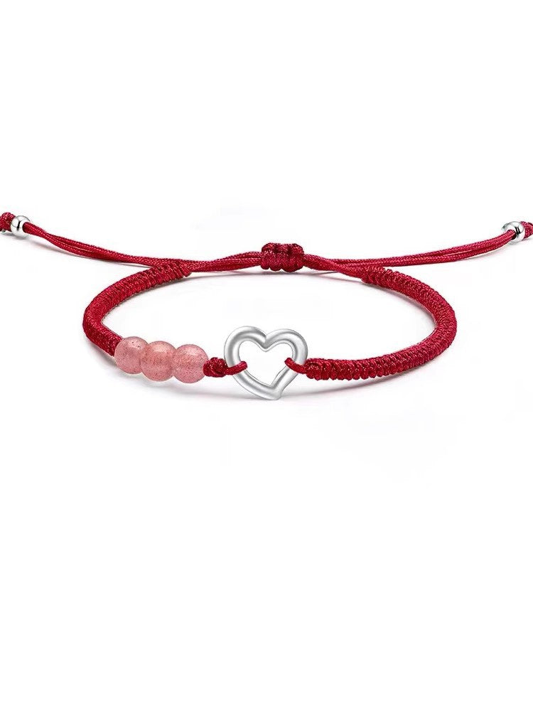 Wholesale Strawberry Love Red Rope Weaving Valentine' s Day Bracelet