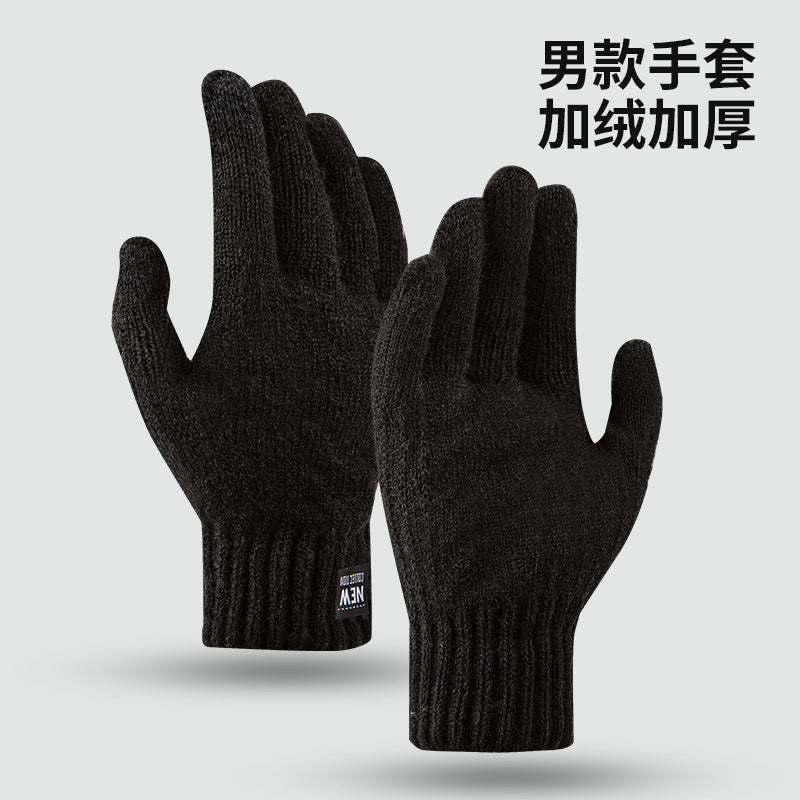 Wholesale Winter Warm Plus Velvet Thickened Knitted Touch Screen Gloves