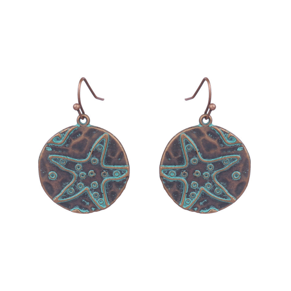 Wholesale Vintage Geometric Turquoise Tassel Earrings