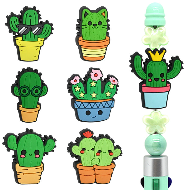 Wholesale Random 100pcs/pack Cartoon cactus plant beads Focal Beads