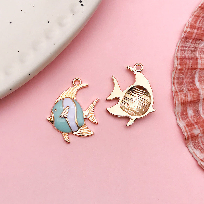 Wholesale Cute Cartoon Dropping Oil Dolphin Octopus Alloy DIY Necklace Pendant Accessories