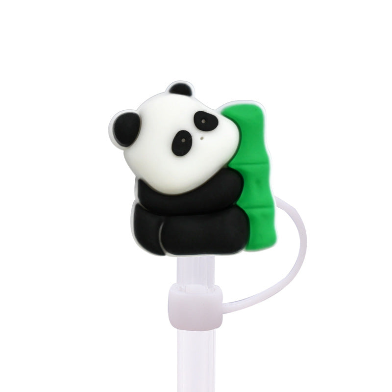 Wholesale Random 100pcs10MM cute panda dust plug DIY cup straw accessories