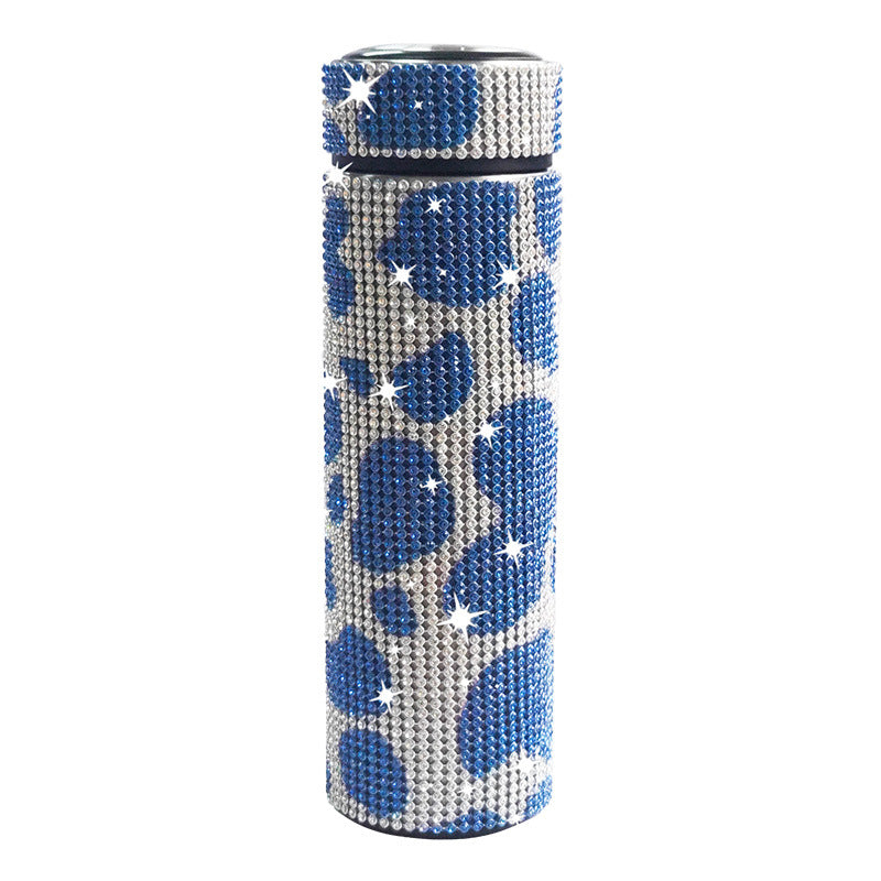 Wholesale 17oz Stainless Steel Diamond-encrusted Smart Thermos Cup with LED Temperature Display Straight Tumbler Cup